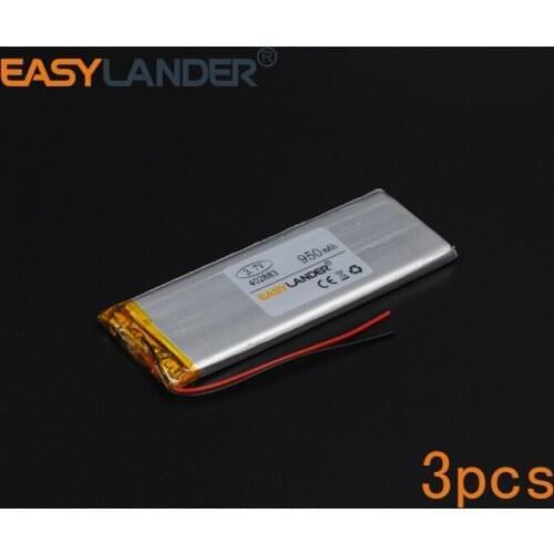3pcs/Lot 3.7V 950mAh Polymer Li-ion Battery For electronic part DIY Speaker Flash lighting Oticon Streamer safety lamp 402883