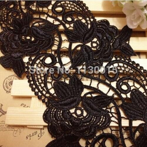 5Yards 13.3cm Wide Water Soluble Embroidery Black Lace Trim DIY Sewing/Garment/Clothes Accessories African Cord Laces