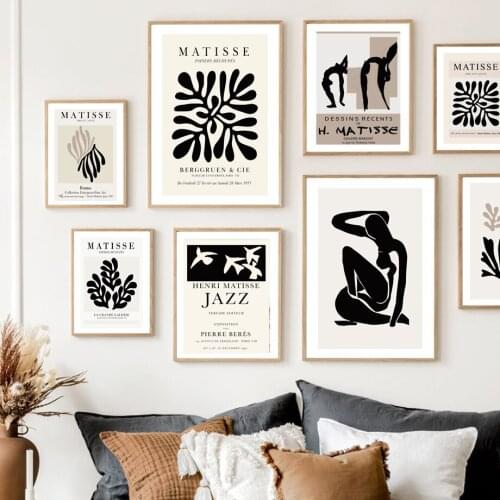 Abstract Matisse Paper Cut Coral Birds Leaves Nordic Poster Nude Wall Art Print Canvas Painting Decor Pictures For Living Room