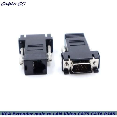 VGA extender male to LAN video CAT5 CAT6 RJ45 network cable Adapt new Ethernet to 9pin connector