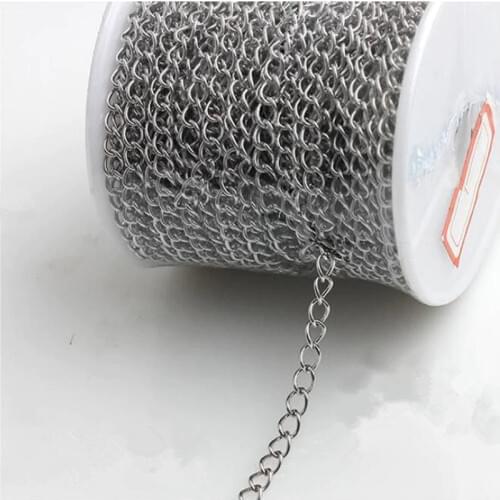 5meter Stainless Steel Necklace Chains Silver Tone 3x4mm For Necklace Bracelet Extension Chain Bulk DIY Jewelry Making Material