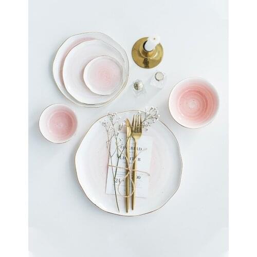 Dessert plate creative Nordic ins wind ceramic breakfast tableware Japanese online celebrity cute breakfast cake plate