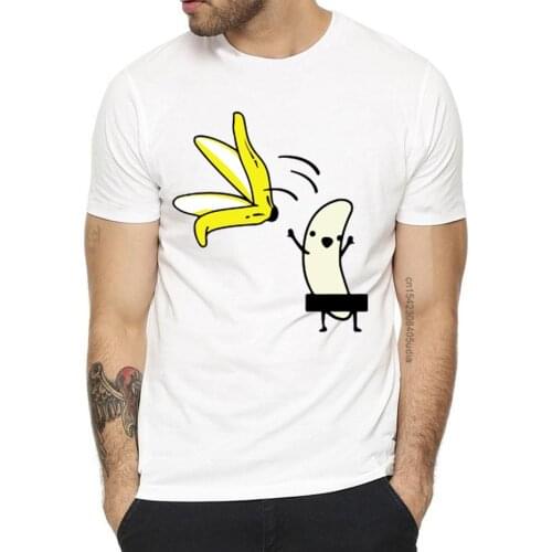Mens Banana Disrobe Funny Design Print T Shirt Unisex Summer Humor Design Joke Hipster T Shirt White Casual T Shirts Streetwear