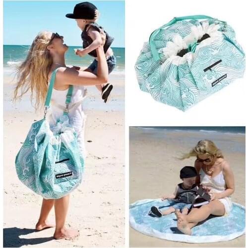 Canvas Round Kids Baby Toy Storage Bag Children Storage Organizer Bags for Stuffed Toys Blocks Beach Rug Mat Play Pouch Sack