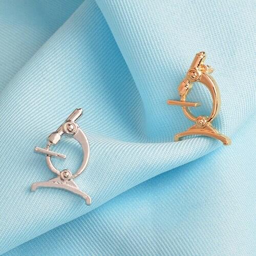 Microscope Pin Brooches Rose Gold Gold Sliver Doctor Nurse Pins Crystal Jewelry Brooches for Women Fit for Jewelry Gift Plant