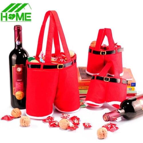 Red Christmas Present Bag Xmas Santa Claus Decor Candy Wine Bottle Navidad Natal Decorations Home Party Presents Decoration