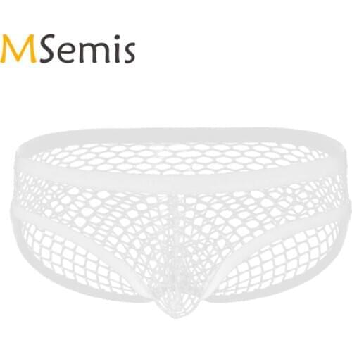 Swimwear Mens Swimsuit Lingerie Fishnet Bikini Briefs See Through Underwear Bulge Pouch Male Transparent Panties