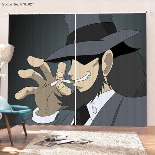 Lupin III Window Curtains 3D Print Rupan Sansei Window Drapes Home Custom Colorful Curtain For Living Room Window Treatments