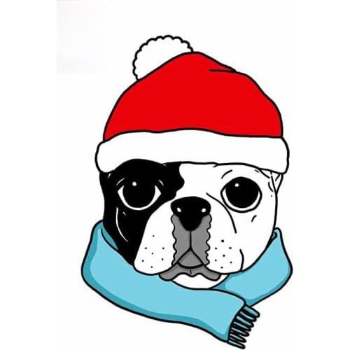Cute Naughty CHRISTMAS FRENCH BULLDOG Car Stickers Vinyl Material Decal Scratch-Proof Car Accessories Waterproof Decoration