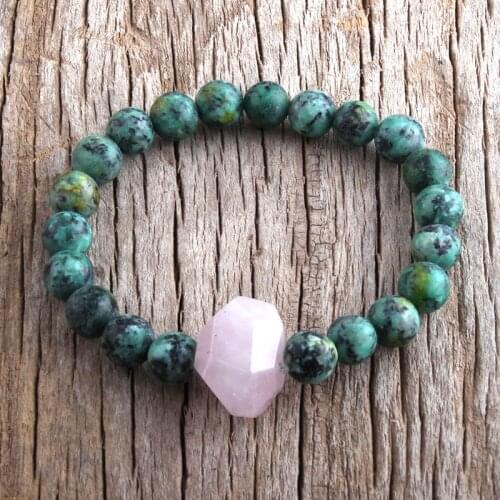 MD Fashion Boho Jewelry 8mm Natural Stone Beads Pink Charm Bracele Women Gift Bracelets & Bangles DropShippers