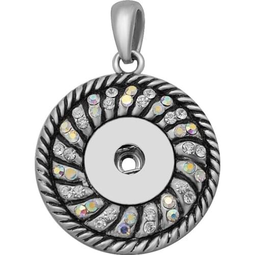 Fashion elegant Round Crystal Rotating pendant snap necklace 60cm chain fit 18mm snap buttons snap jewelry wholesale XL0208