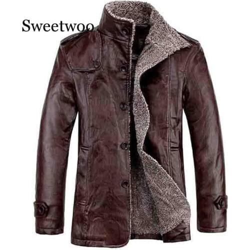 2020 Plus size 7xl 8xl winter new Mens plus velvet leather jacket stand collar PU leather jacket male Slim Clothing