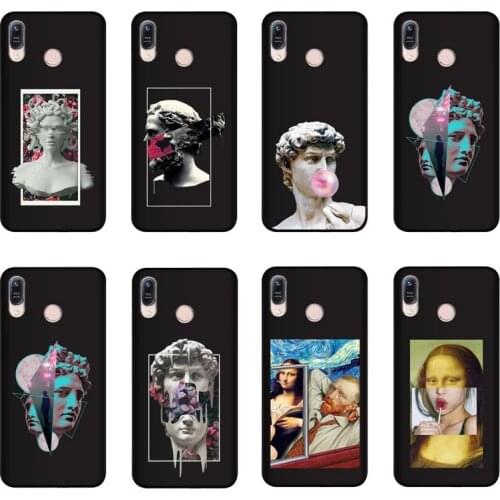 QAQsam Soft TPU Silicone For Asus Zenfone Max (M1) ZB556KL Case Back Cover Cartoon Statue Abstract Art Painted Cases