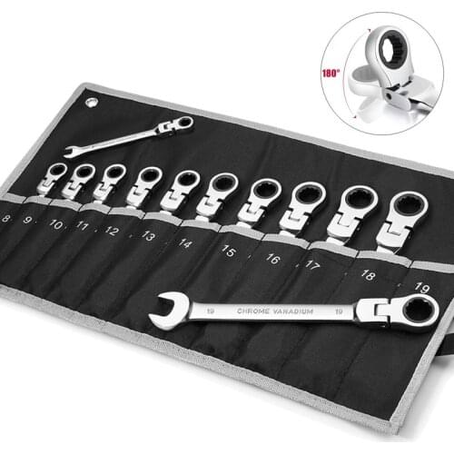 Flex Head Ratcheting Wrench set Gear Head Metric Combination Ended Standard Kit Chrome Vanadium Kit Car Repair tools Keys Set