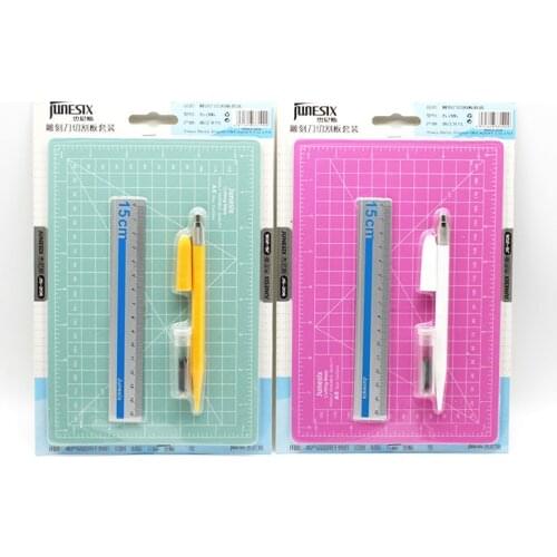 1pcs/lot Multi-color Cutting Mat Set With A5 Cutting Mat/ruler/engraving Knife For Diy Scrapbooking Decor Cuaderno Lettering