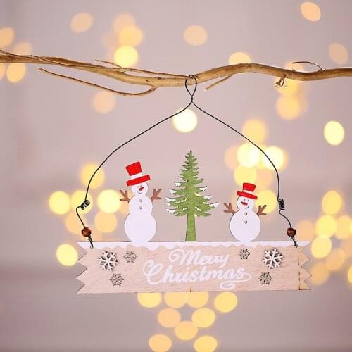 Christmas Old Man Type Wooden Color Letter Card Door Hanging Shop Welcome Card Decoration Small Pendant