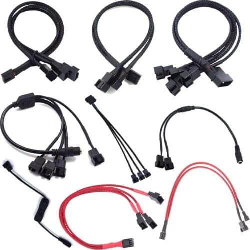 New 4 Pin Pwm Fan Cable 1 To 2/3/4 Ways Splitter Black Sleeved Extension Cable Connector 4Pin PWM Extension Cables