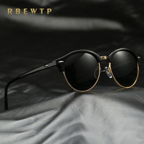 RBEWTP Brand Round Polarized Mens Sunglasses Brand Designer Unisex Retro Vintage Driving mirror Sun Glasses for Women shades 246