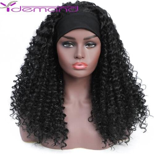 Y Demand Kinky Curly Wig 18inch Long Synthetic Hair Wig For Black Women Kinky Curly Headband Wig Affordable Natural Hair Wig