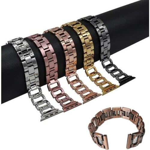 Suitable for for Apple watch band apple watch6 D-shaped water drill with diamond and Iwatch chain steel belt