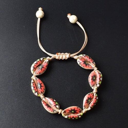 Stunning Printed Shell Ankle Bracelet Hand-woven Rope Friendship Bracelet Beach Jewelry Female Fashion Accessories Boho