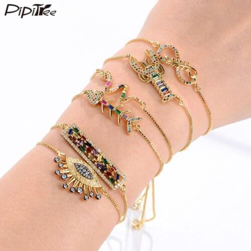 Multi Styles Zircon Jewelry Infinity Heart Jesus Evil Eye Charm Bracelet for Women Lady Copper CZ Stones Chain Bracelets Femme