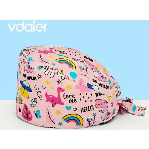 Printed Working Cap Bouffant Turban Cap with Sweatband Nurse Ponytail Scrub Caps dentistry Scrub Cap Operating room lab hat