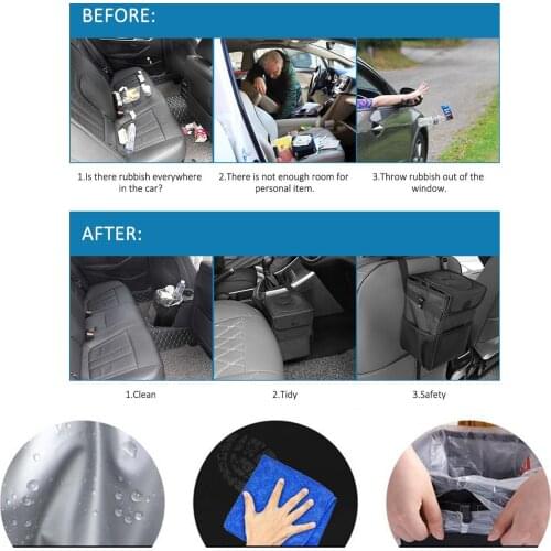 Collapsible ing Car Trash Garbage Can Litter Bin Bag Waterproof Black