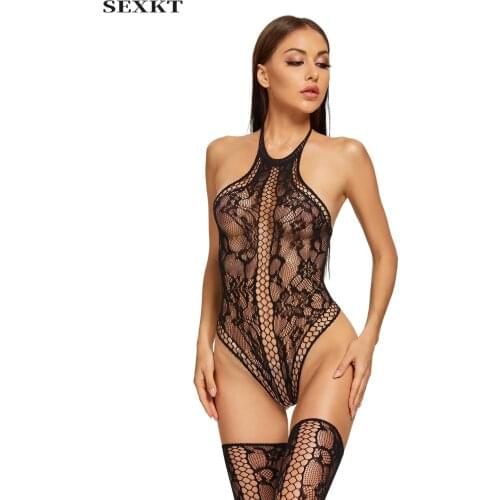 Sexy Seduction See-through Hollow-out Fishnet Stockings Set Underwear Uniform Lingerie Bodysuit Bodysuit Plus Size Lingere