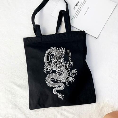 Dragon Bags Print bf Casual chic New Harajuku Punk Large-Capacity Canvas Vingtae Ulzzang ins Hip Hop Women Shoulder Bags