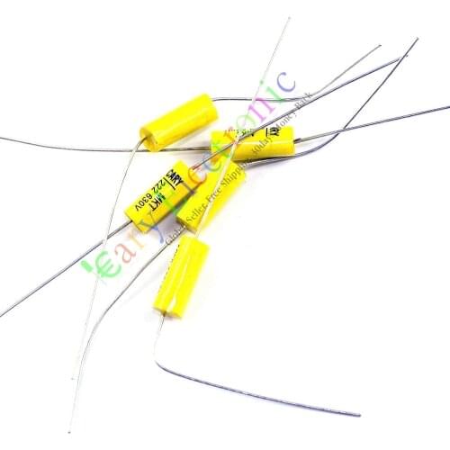630V yellow through-center axial tube amplifier coupling film capacitor fever electrodeless copper foot audio speaker 0.0022uf