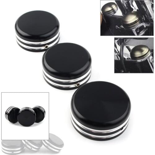 Motorcycle CNC Upper Fork Stem Nut Cap Cover for Harley Sportster 883 Iron Low XL883L FLSTC FXDS FXDL FXD FLS Aluminum 3Pcs/Set