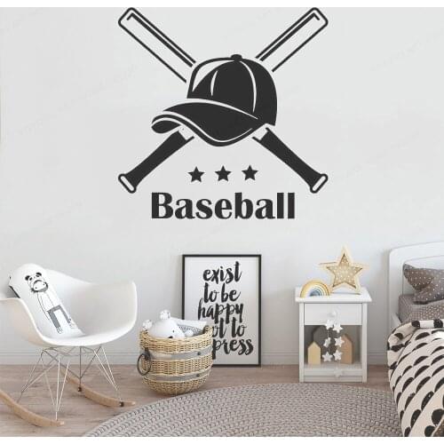 Words Letters vinyl Wall Sticker Baseball Cap Sport Teenagers Children Bedroom Home Decoration Vinyl Sticker Room Art MuralHL231
