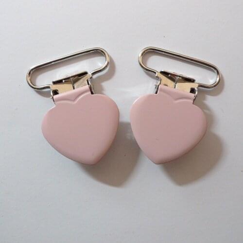 25pcs 1'' 25mm #35 POWDER PINK COLOR Heart Shape Suspender Clips