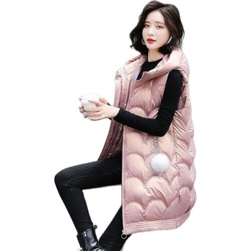New 2021 Ladies Windbreakers Vest Autumn Winter External Wear Female Jacket All-Match Waistcoat Women Down Cotton Hooded Vest