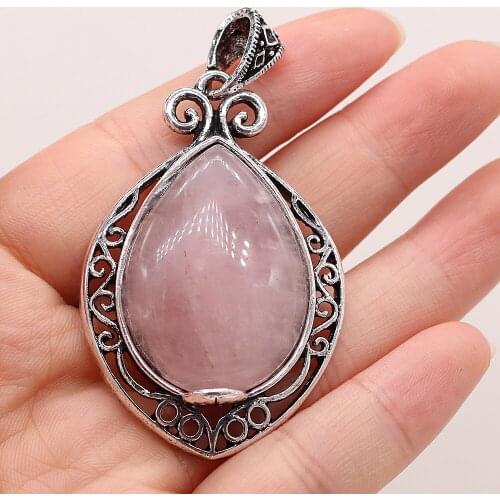 1pc Natural Stone Pendants Reiki Heal Malachite Antique-Silver Alloy Crystal for Tribal Jewelry Making Girls' Necklace Earrings