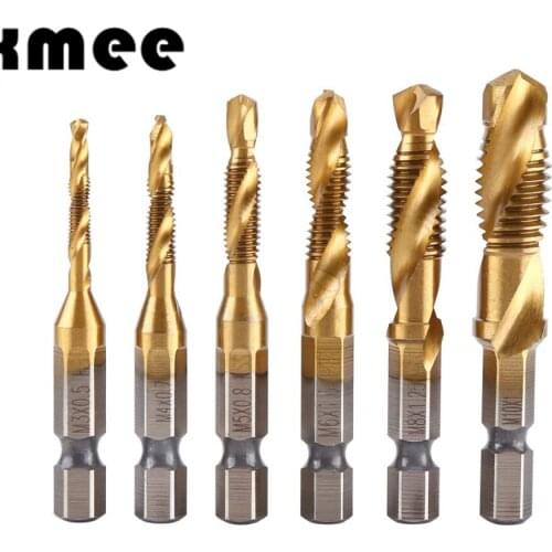 1 PC HSS Hex Shank Titanium Plated Hand Screw Thread Metric Tap Drill Bits M3-M10 Hot