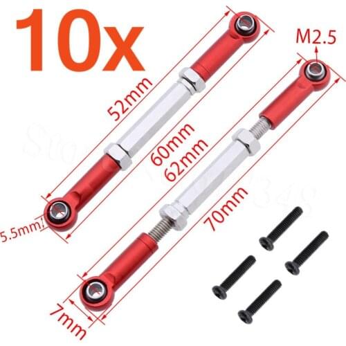10Pairs/Lot Aluminum Steering Linkage Rod Turnbuckle Link 0019 For WLtoys 1/12 Scale RC Model Car 12428 12423 Metal Parts