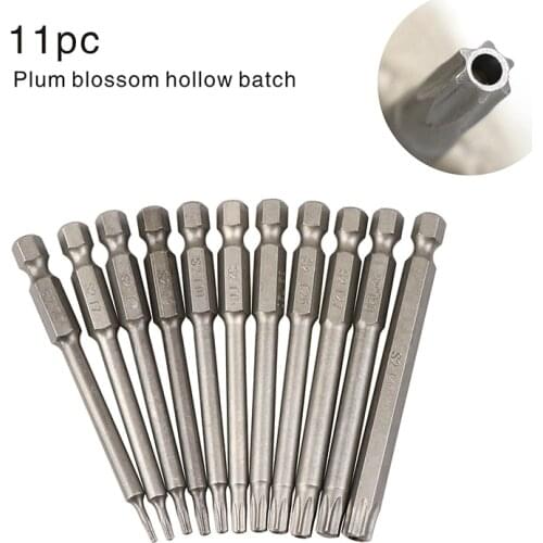 75mm 11Pcs Torx Screwdriver Bit Hex Shank Head Driver Bit Anti Slip Electric Screw Driver Bits T8-T40 Impact