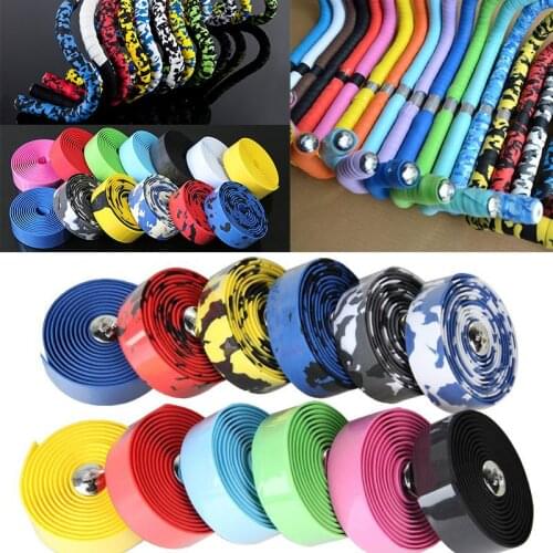 2PCS Bicycle Bar Tape Camouflage Series Comfort Road Bike Handlebar Tape Cork Bike Bar Tape with 2 Bar End Plugs