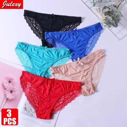 3Pcs/set Julexy New Arrivals Women Panties Solid Sexy Lace Pantys Set Hollow Out S M L XL Underwear Women Brief Set
