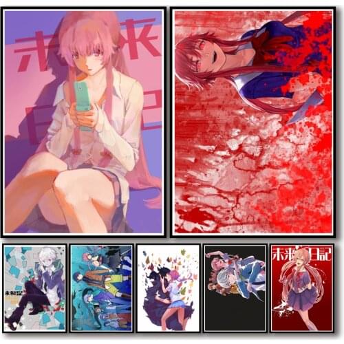 36 Designs Anime Future Diary Whitepaper Poster Artwork Fancy Wall Sticker for Coffee House Bar