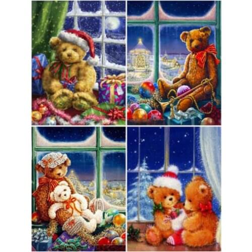 Kexinzu 3D DIY Diamond Embroidery Bear Full Square 5d Diamond Painting Christmas Cartoon Mosaic Art Home Decor Gift c546