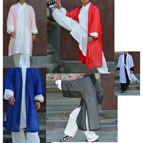 5colors unisex Taoist monks garments high-grade mantle practise tai chi performance martial arts kung fuveil Taoism suits