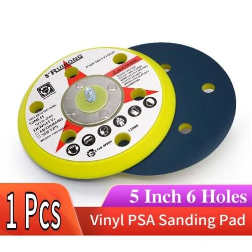 5 Inch 6-Hole Vinyl PSA Sanding Pad Sander Backing Pad 5/16"-24 Thread Power Tools Accessories