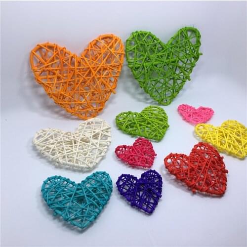 50pcs/lot 6cm Heart Rattan Decorative Wicker Tortoise Garden Terrace Wedding Birthday Party Decor DIY Home Decoration