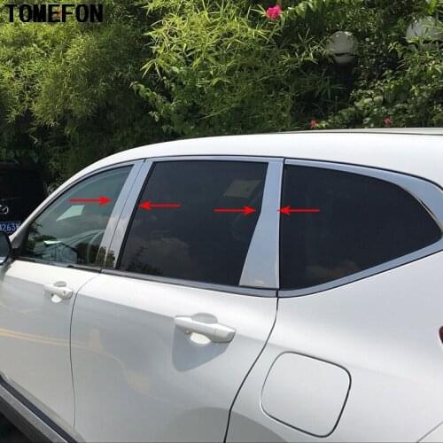 For Honda CRV CR-V 2017 2018 Stainless Steel Glass Window Garnish Pillar Middle Column Cover Trim Car Styling 6pcs