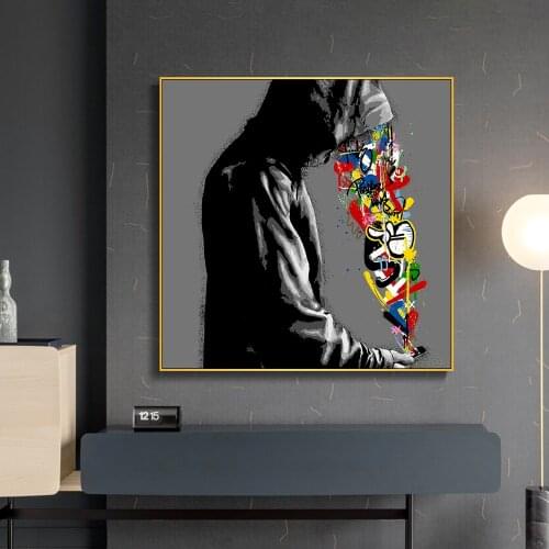 Abstract Street Graffiti Art on Canvas Painting Cuadros Posters and Prints Nordic Wall Art Picture for Home Decoration Frameless