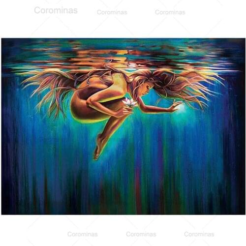 Diamond Embroidery Diy Diamond Painting Underwater Woman Painting View Square Drill Cross Stitch Rhinestones Mosaic Decoration