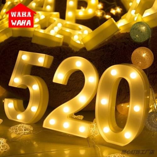 White LED Letter Night Lamp Number Battery Lamp Home Club Outdoor Indoor Wall Decor Love Gift Wedding Party Decoration Christmas